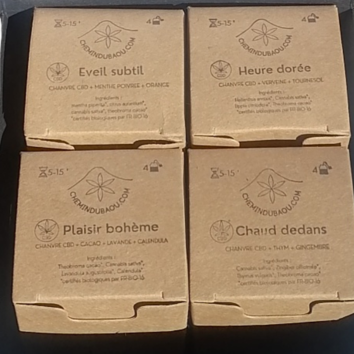 coffret assortiment de tisanes bio à la fleur de chanvre, collection Chanvrées